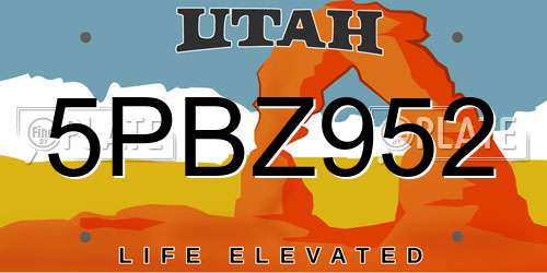 5PBZ952 Utah License Plate