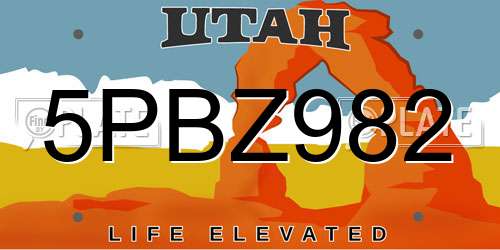 5PBZ982 Utah License Plate