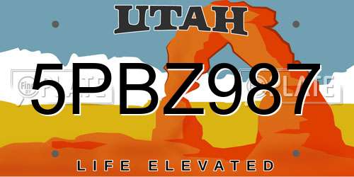 5PBZ987 Utah License Plate