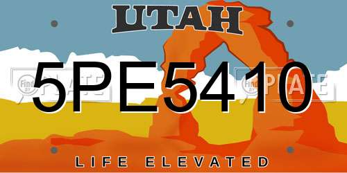 5PE5410 Utah License Plate