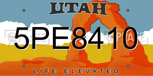 5PE8410 Utah License Plate