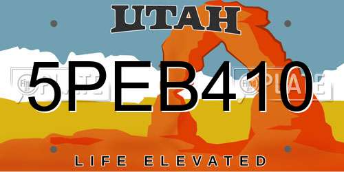 5PEB410 Utah License Plate