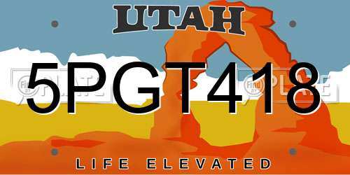 5PGT418 Utah License Plate