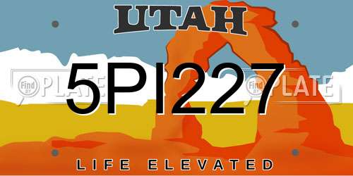 5PI227 Utah License Plate