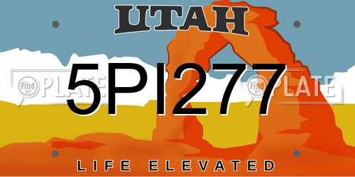 5PI277 Utah License Plate