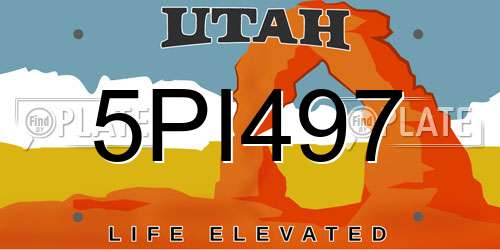 5PI497 Utah License Plate