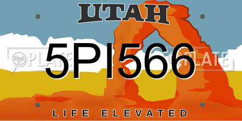 5PI566 Utah License Plate
