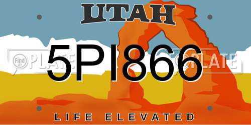 5PI866 Utah License Plate