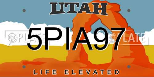 5PIA97 Utah License Plate