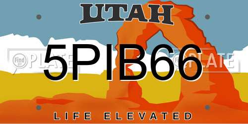 5PIB66 Utah License Plate