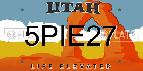 5PIE27 Utah License Plate