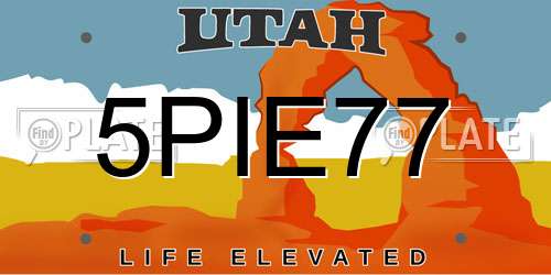 5PIE77 Utah License Plate