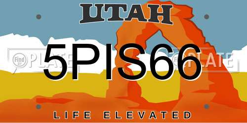 5PIS66 Utah License Plate
