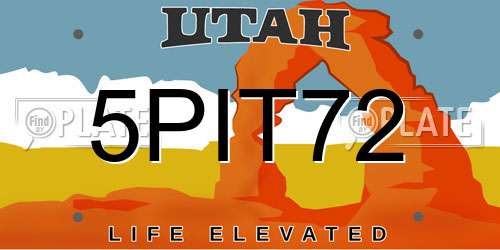 5PIT72 Utah License Plate