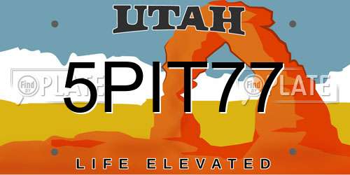 5PIT77 Utah License Plate