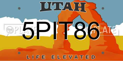 5PIT86 Utah License Plate