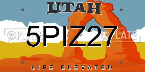 5PIZ27 Utah License Plate