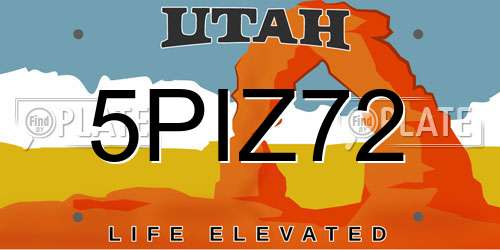 5PIZ72 Utah License Plate