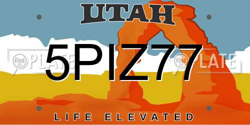 5PIZ77 Utah License Plate