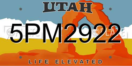 5PM2922 Utah License Plate