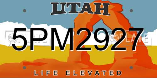 5PM2927 Utah License Plate