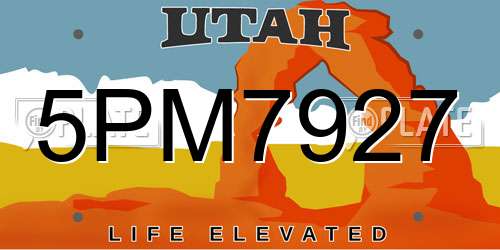 5PM7927 Utah License Plate