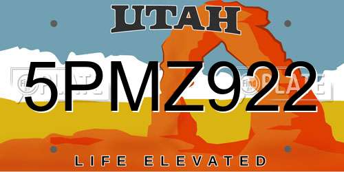 5PMZ922 Utah License Plate