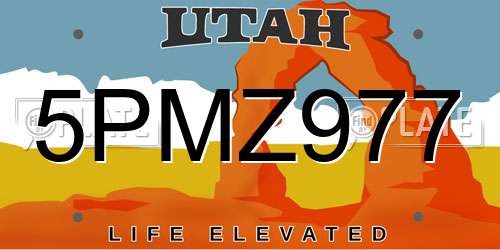 5PMZ977 Utah License Plate