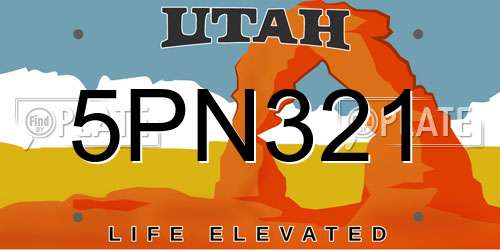 5PN321 Utah License Plate