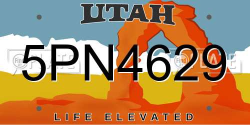 5PN4629 Utah License Plate