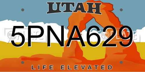5PNA629 Utah License Plate
