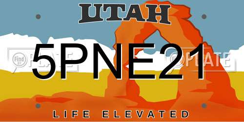 5PNE21 Utah License Plate