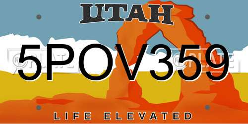 5POV359 Utah License Plate