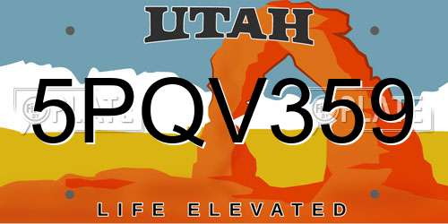 5PQV359 Utah License Plate