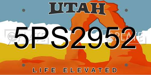 5PS2952 Utah License Plate