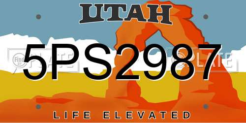 5PS2987 Utah License Plate