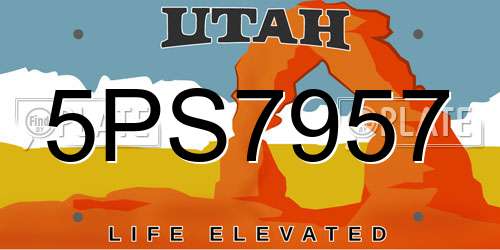 5PS7957 Utah License Plate