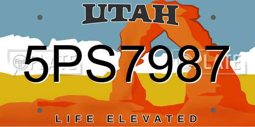 5PS7987 Utah License Plate