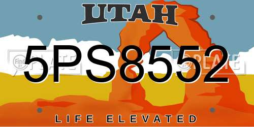 5PS8552 Utah License Plate