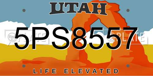 5PS8557 Utah License Plate