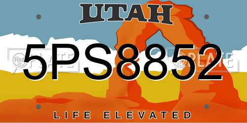 5PS8852 Utah License Plate