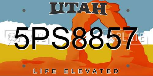 5PS8857 Utah License Plate