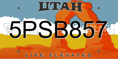 5PSB857 Utah License Plate