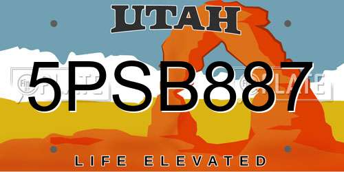 5PSB887 Utah License Plate