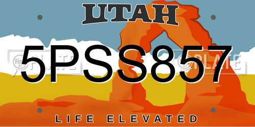 5PSS857 Utah License Plate