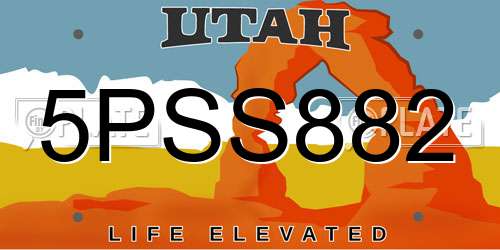 5PSS882 Utah License Plate