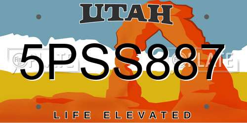 5PSS887 Utah License Plate