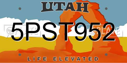 5PST952 Utah License Plate
