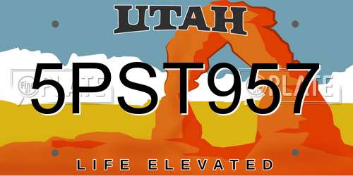 5PST957 Utah License Plate