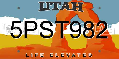 5PST982 Utah License Plate